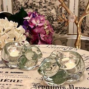 Vintage Crystal Bunny Candleholders, SET/2